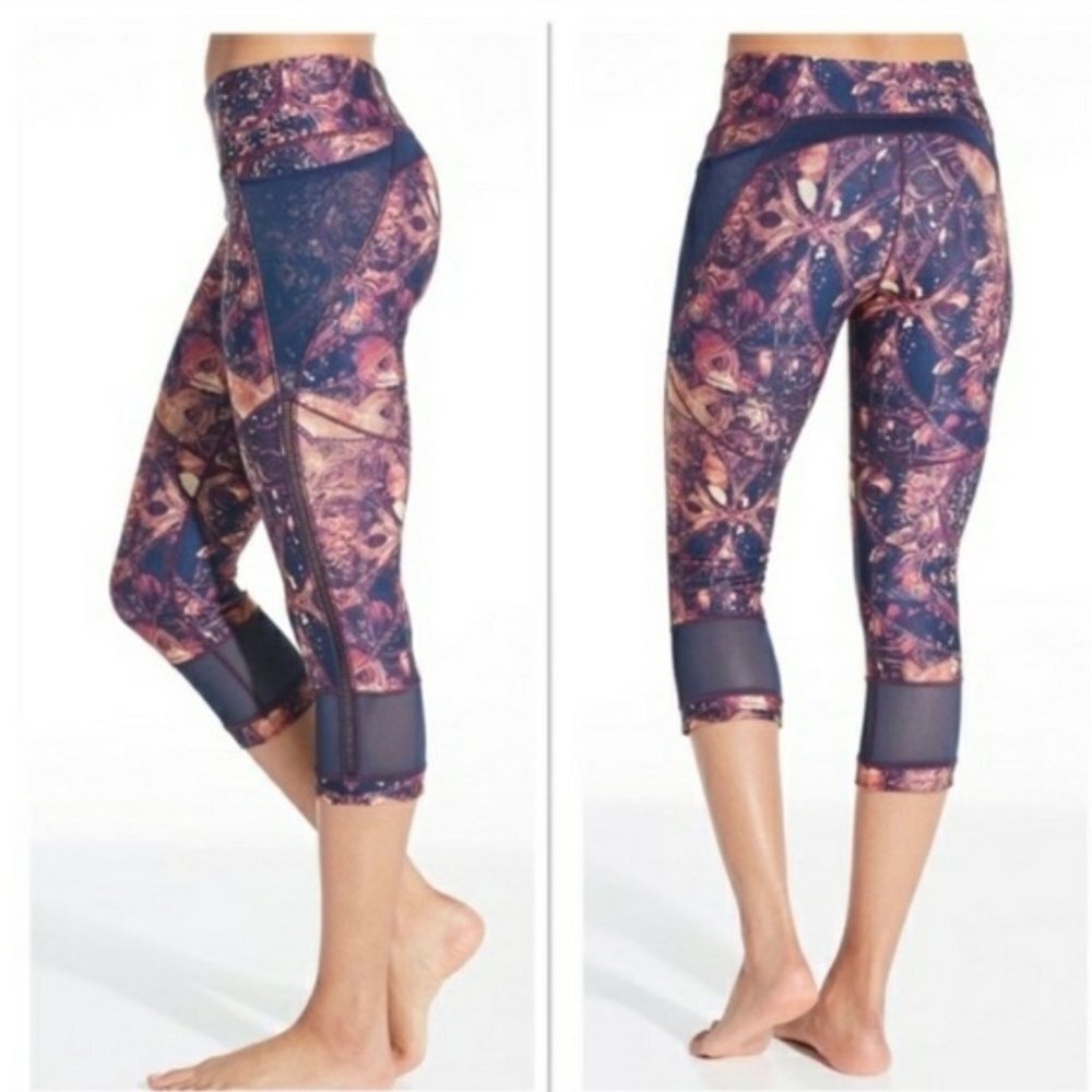 CALIA Sand Mandala Mash Leggings S Maroon Navy tan Cream
